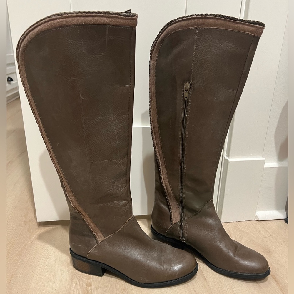 Naughty Monkey Brown Leather Knee-High Boots